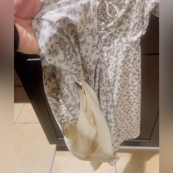 Floral dress size L puffy sleeves  romantic floral lilac print / cowgirl - Picture 9 of 10